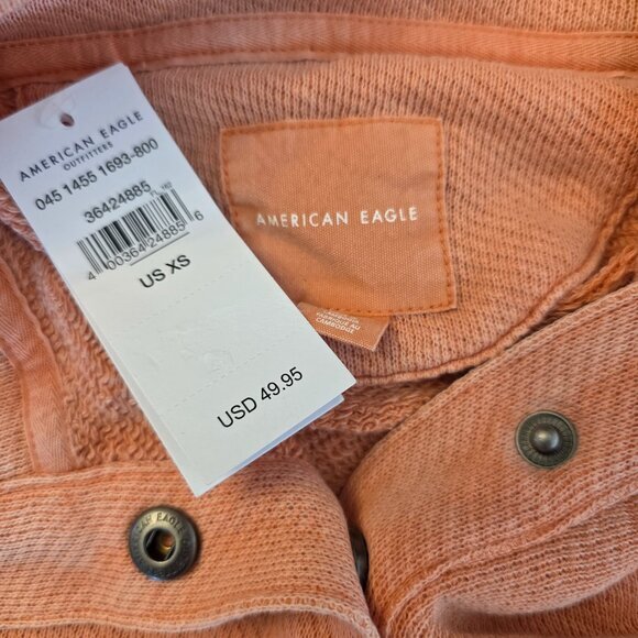 American Eagle Women's Cropped Sweatshirt‎ Long Sleeves Oversized Orange XS - Picture 10 of 17